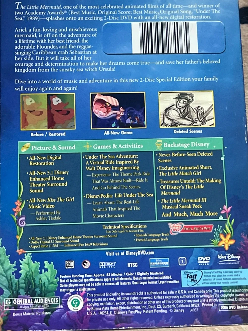 Disney The Little Mermaid DVD - Red, Purple, Blue & Green